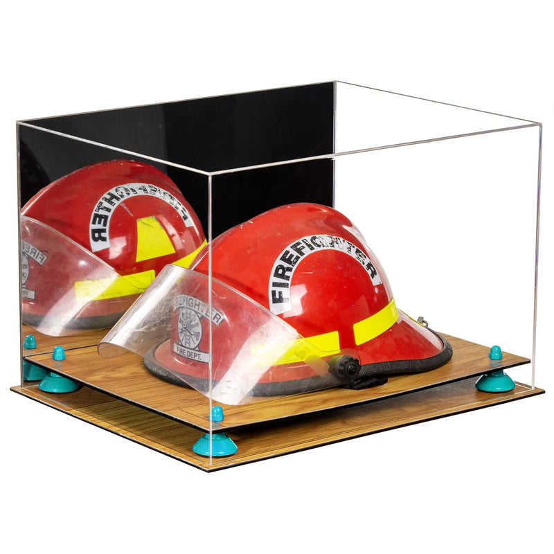 fire helmet display case for sale at better display cases