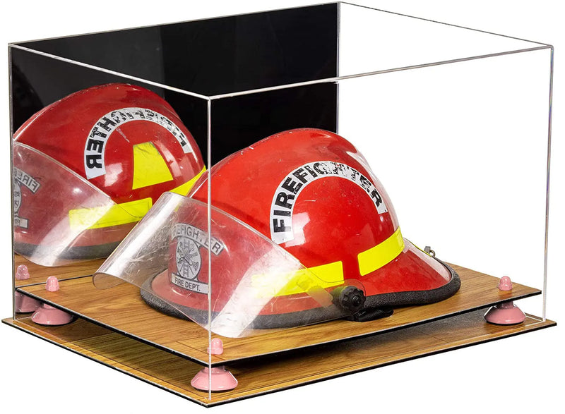 fire helmet display case for sale at better display cases