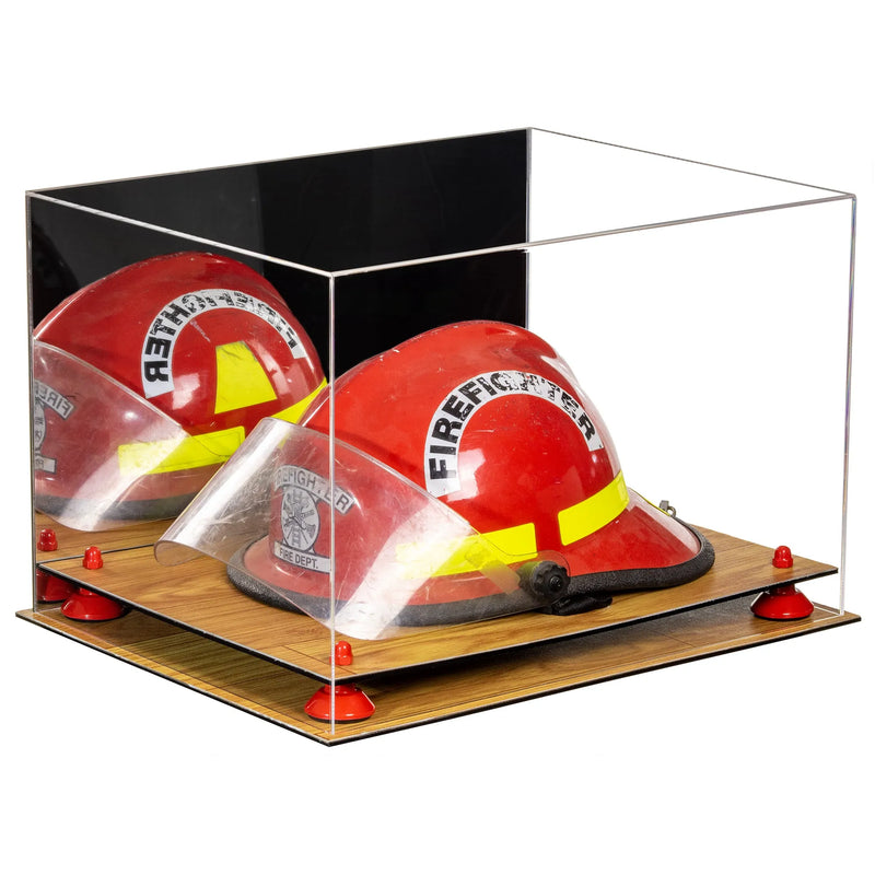 fire helmet display case for sale at better display cases