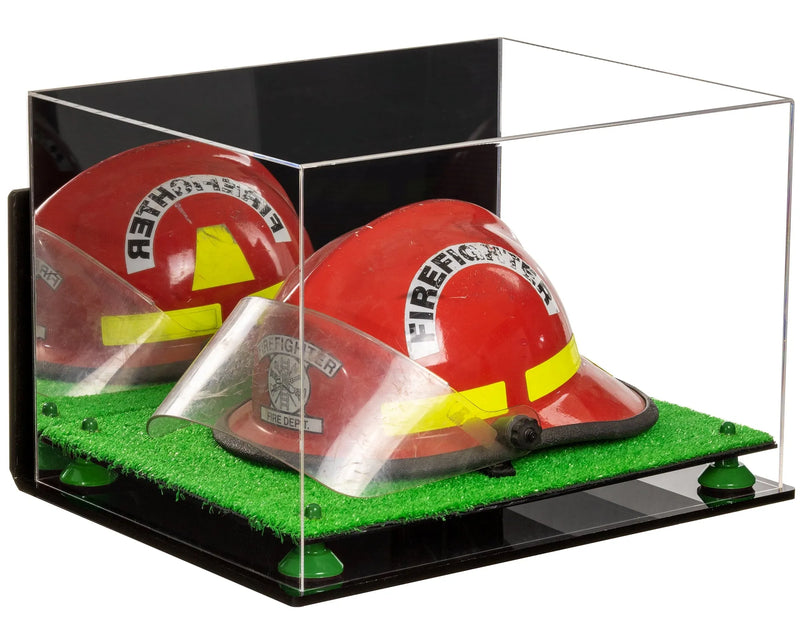 fire helmet display case for sale at better display cases