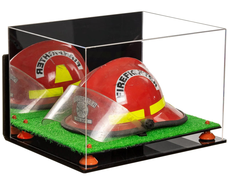 fire helmet display case for sale at better display cases