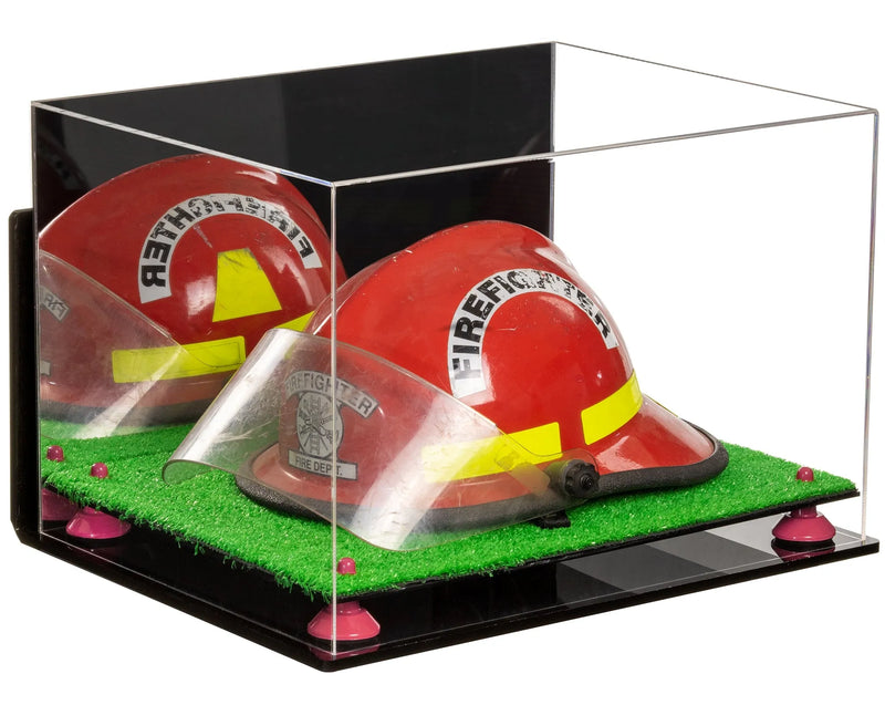 fire helmet display case for sale at better display cases