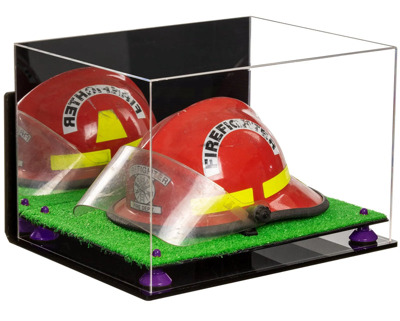 fire helmet display case for sale at better display cases