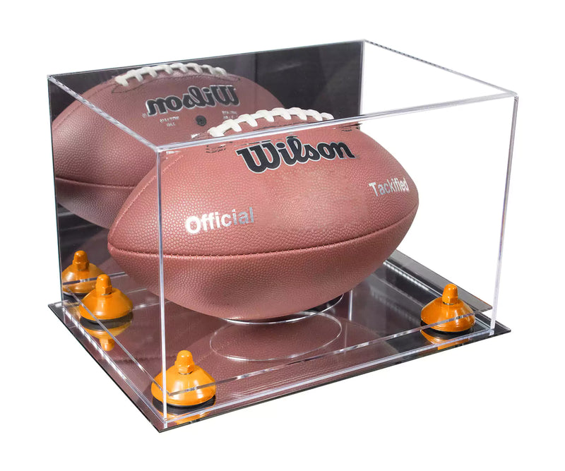 Full-Size Football Display Case Horizontal - Mirror No Wall Mounts (A004/B41)