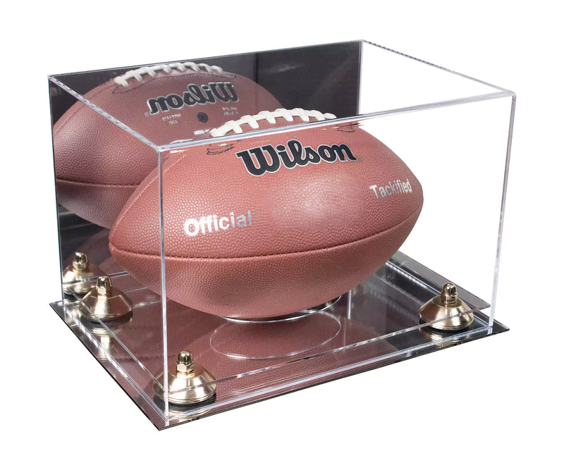 Full-Size Football Display Case Horizontal - Mirror No Wall Mounts (A004/B41)