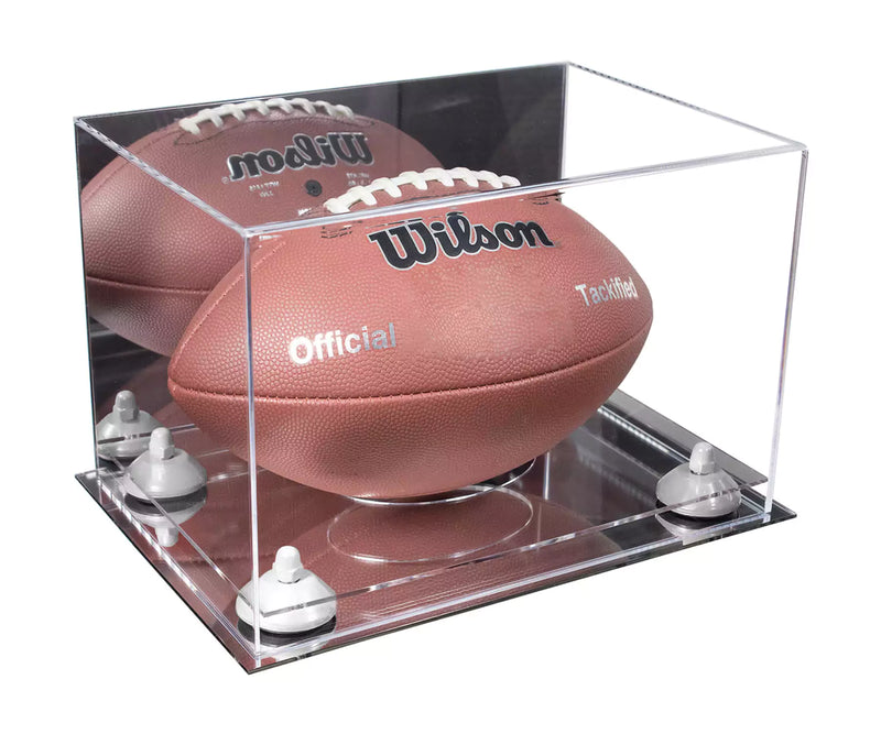 Full-Size Football Display Case Horizontal - Mirror No Wall Mounts (A004/B41)