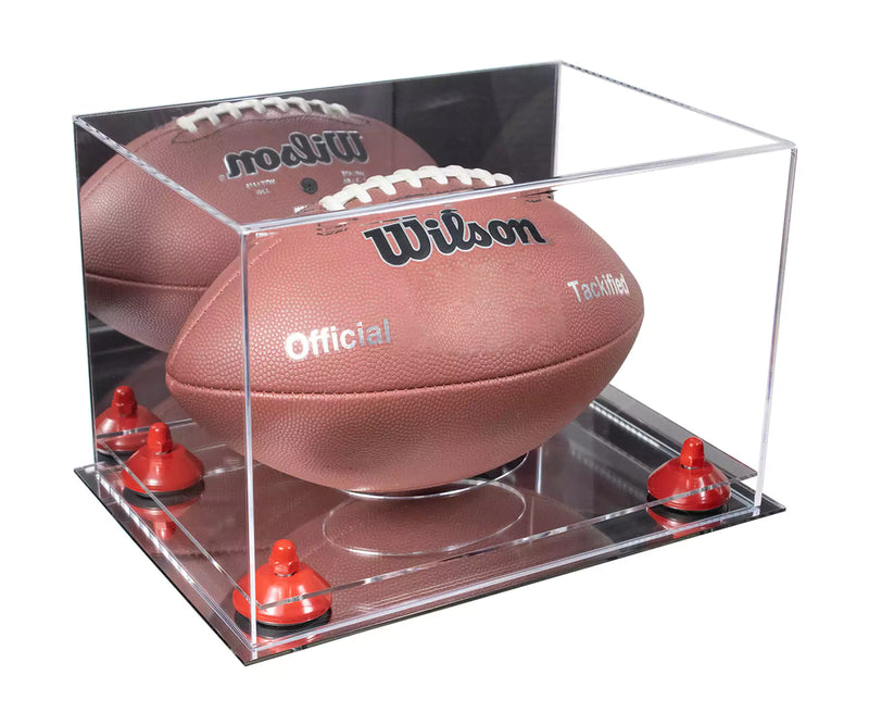 Full-Size Football Display Case Horizontal - Mirror No Wall Mounts (A004/B41)