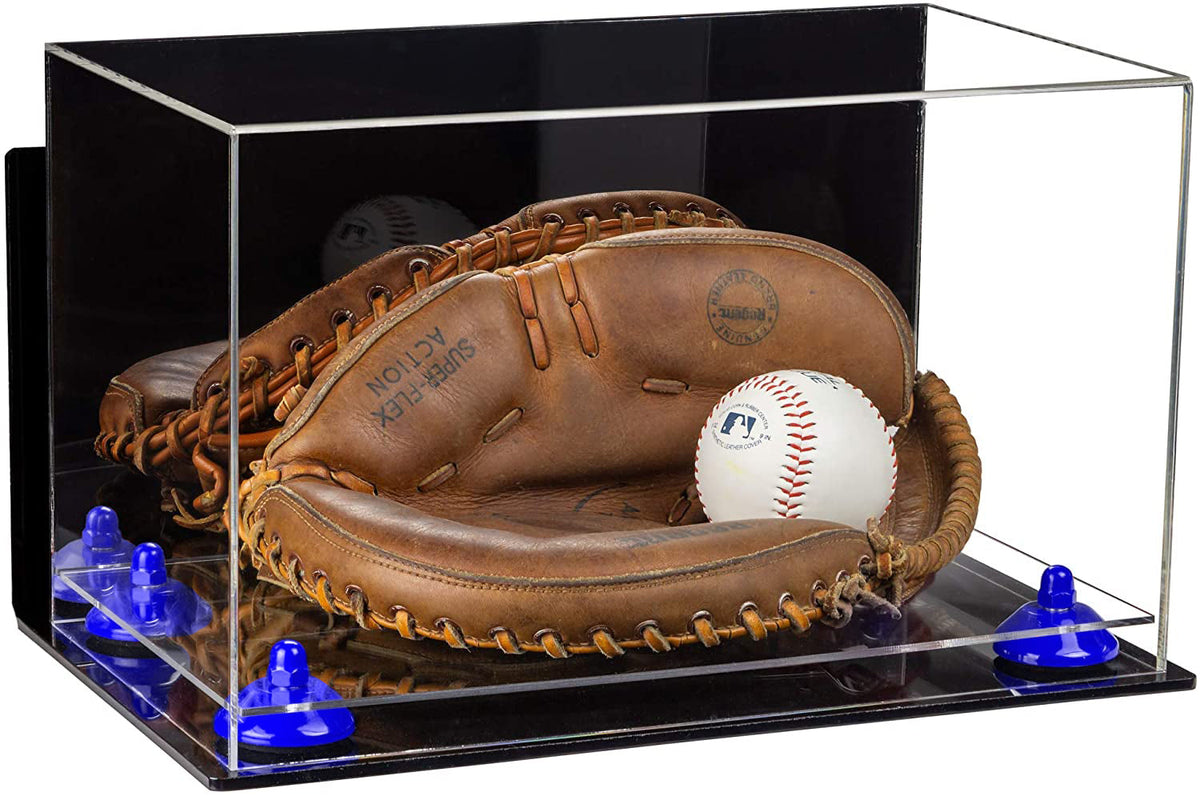 Acrylic Baseball Glove Display Case with Mirror, Risers and newest Mirror Base (V41)