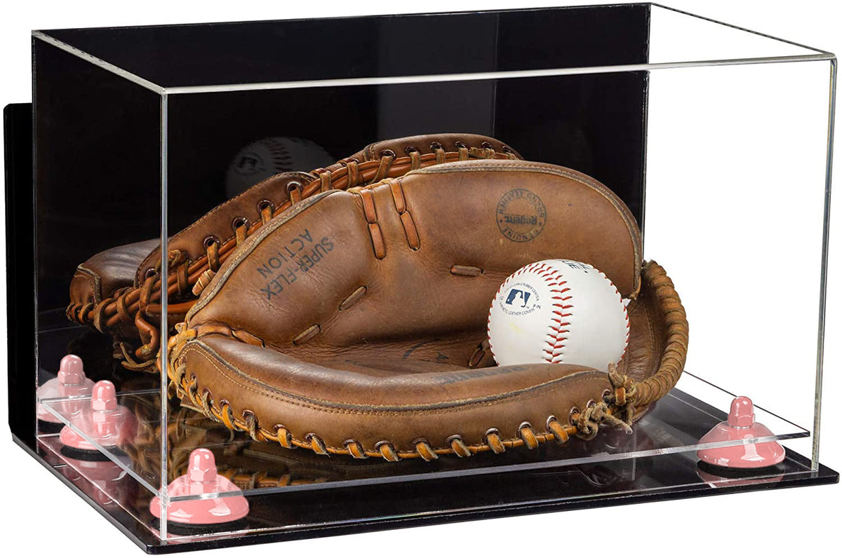 Acrylic Baseball Catchers high quality Glove Display Case with Mirror, Wall Mount, Risers and Clear Base (A011-CB)