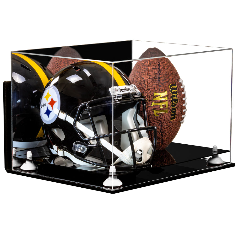 Large Pocket Pro Mini Helmet Display Case Cabinet (Mirrored Back