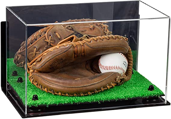 Acrylic Baseball Glove Display Case 2024 with Mirror, Risers and Mirror Base (V41)