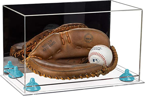 Acrylic Baseball Glove Display Case 2024 with Mirror, Risers and Mirror Base (V41)