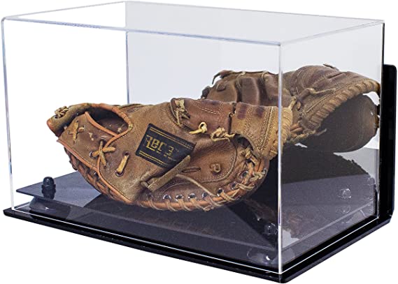 Acrylic Baseball Catchers Glove Display Case with Mirror, Wall Mount, Risers and 2024 Clear Base (A011-CB)