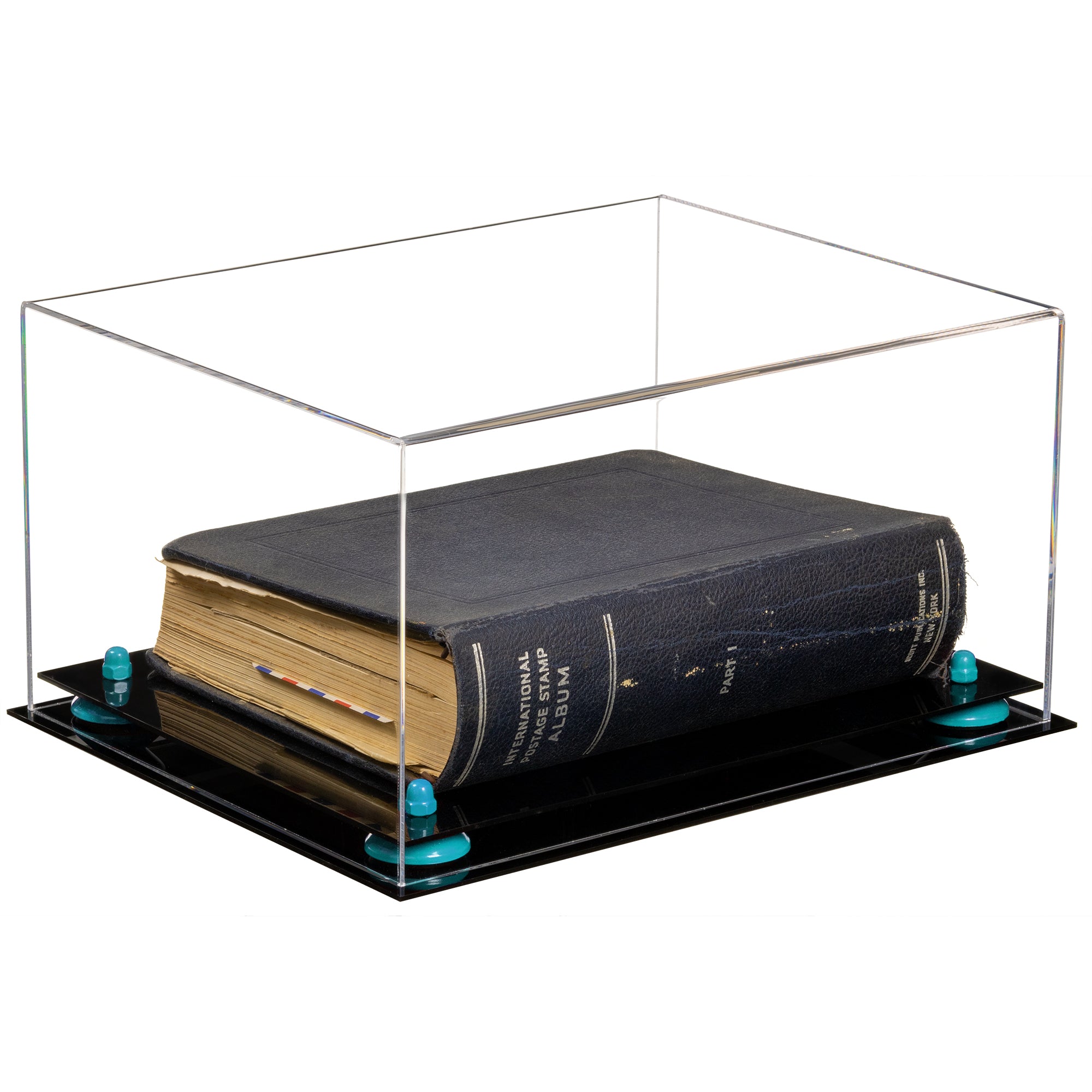 Better Display Cases Clear Acrylic Large Book Display Case 20 x 14 x 6  with White Base (A071-C-WDS)