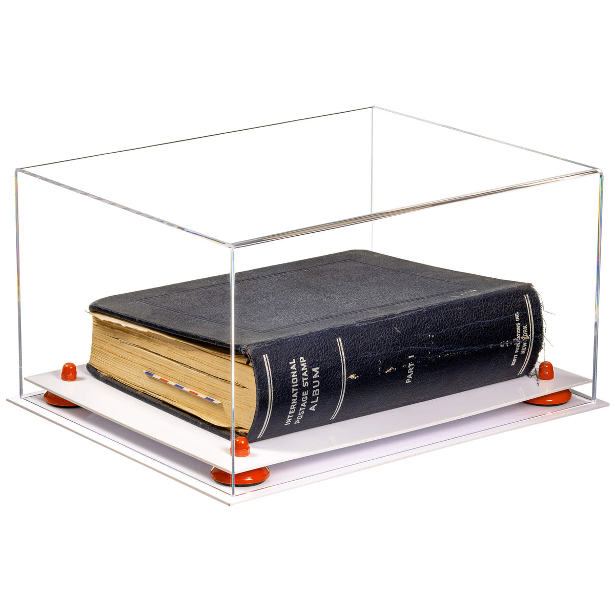 Versatile Display Case - Large Rectangle Box with Clear Case, Clear & Mirror Base and high quality Risers 15.25