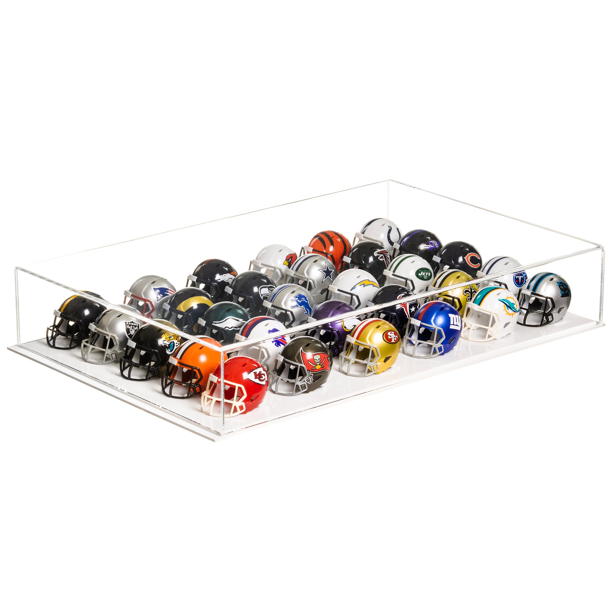 Lot of 32 Riddell NFL Football hot Mini Helmet Pocket Pro Collection + Display Case