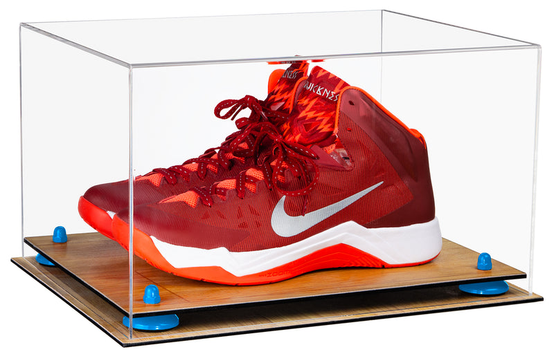 Deluxe Clear Acrylic Basketball Shoe Pair Display Case with Risers and Wood Floor (A082-WF), Display Case, Better Display Cases, Better Display Cases - Better Display Cases