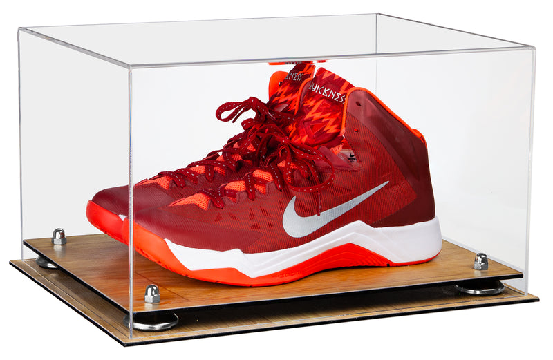 Deluxe Clear Acrylic Basketball Shoe Pair Display Case with Risers and Wood Floor (A082-WF), Display Case, Better Display Cases, Better Display Cases - Better Display Cases