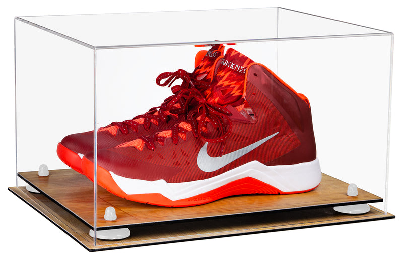 Deluxe Clear Acrylic Basketball Shoe Pair Display Case with Risers and Wood Floor (A082-WF), Display Case, Better Display Cases, Better Display Cases - Better Display Cases