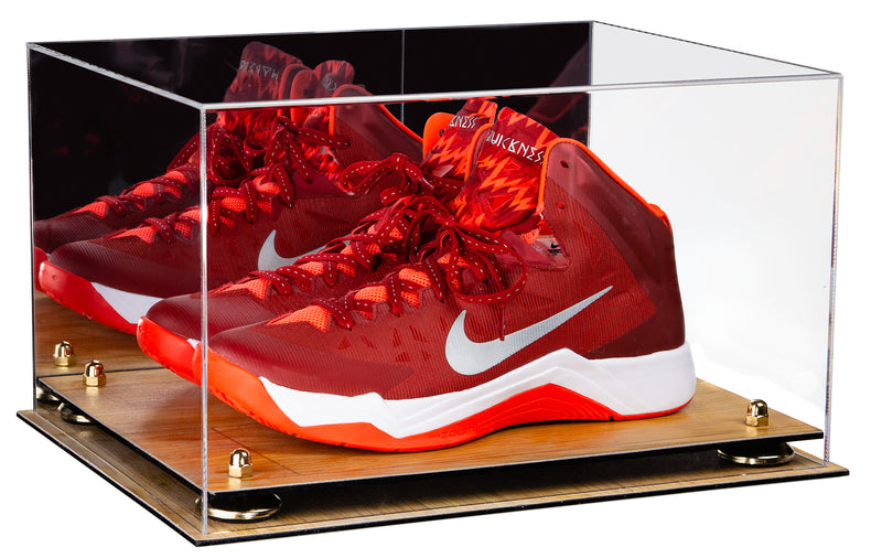 Deluxe Acrylic Basketball Shoe Pair Display Case with Mirror, Risers and Wood Floor (A082-WF), Display Case, Better Display Cases, Better Display Cases - Better Display Cases