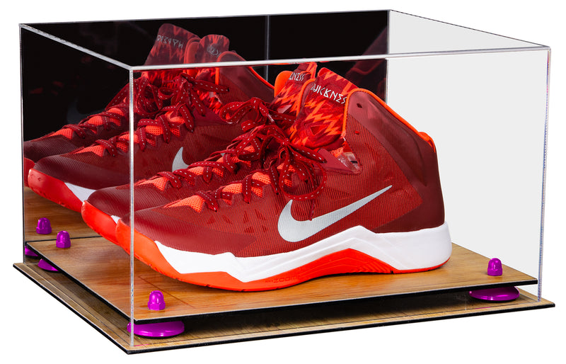 Deluxe Acrylic Basketball Shoe Pair Display Case with Mirror, Risers and Wood Floor (A082-WF), Display Case, Better Display Cases, Better Display Cases - Better Display Cases