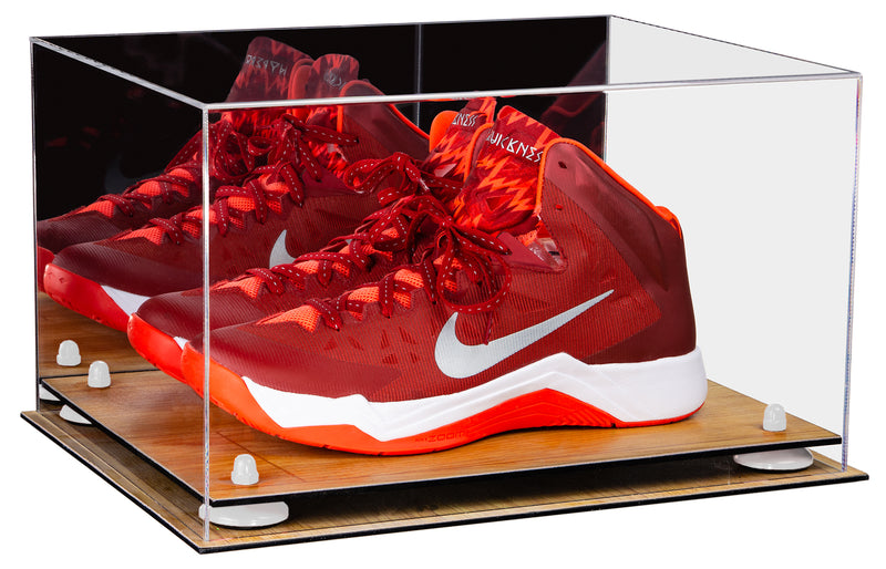 Deluxe Acrylic Basketball Shoe Pair Display Case with Mirror, Risers and Wood Floor (A082-WF), Display Case, Better Display Cases, Better Display Cases - Better Display Cases