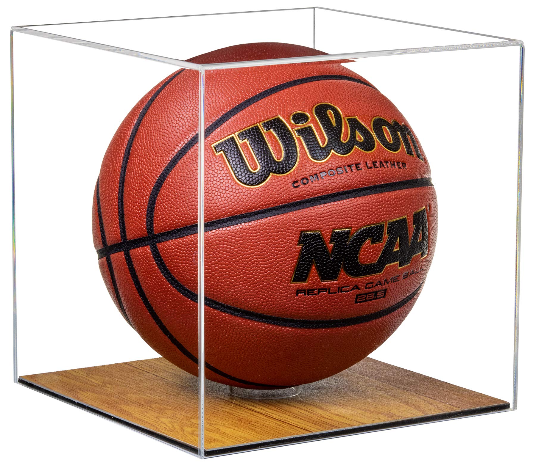 High quality Basketball display case full size 85% UV filtering acrylic solid hardwood oak base memorabilia collectible showcase