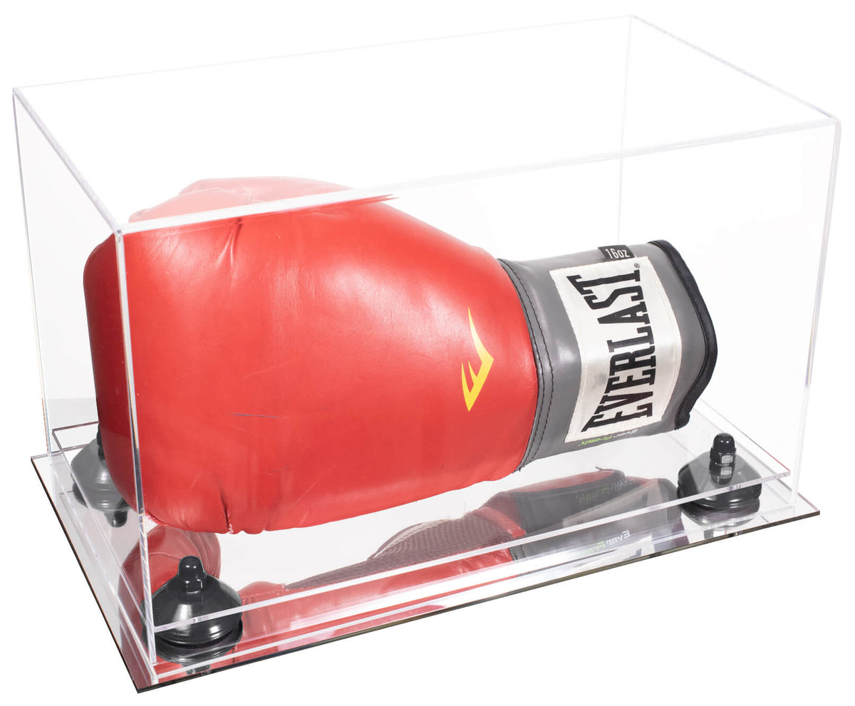 Acrylic Single or Double Boxing Glove Display Case with Mirror, Risers and Clear hotsell Base (A011-CB)