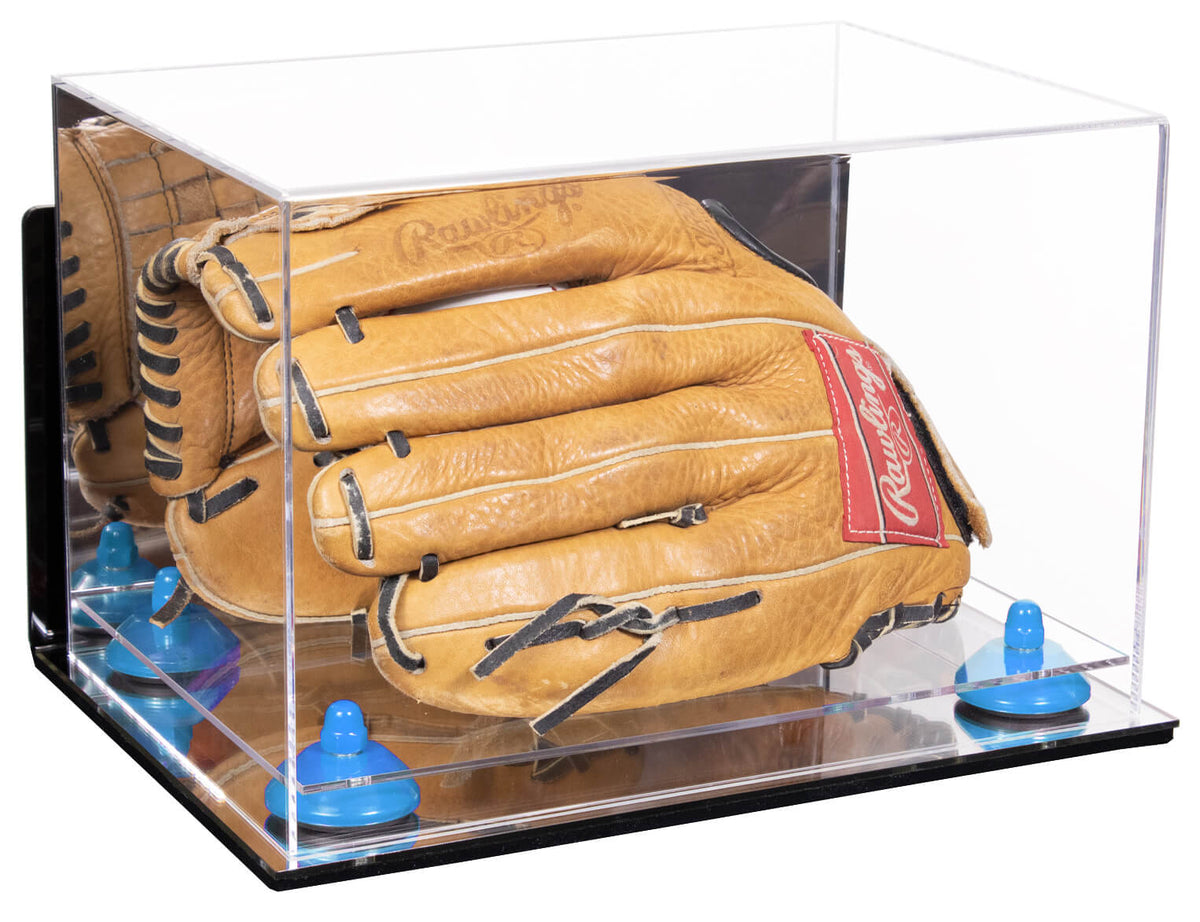 Acrylic Baseball Glove Display Case with Mirror, Risers and Turf Base popular (A004-TB)